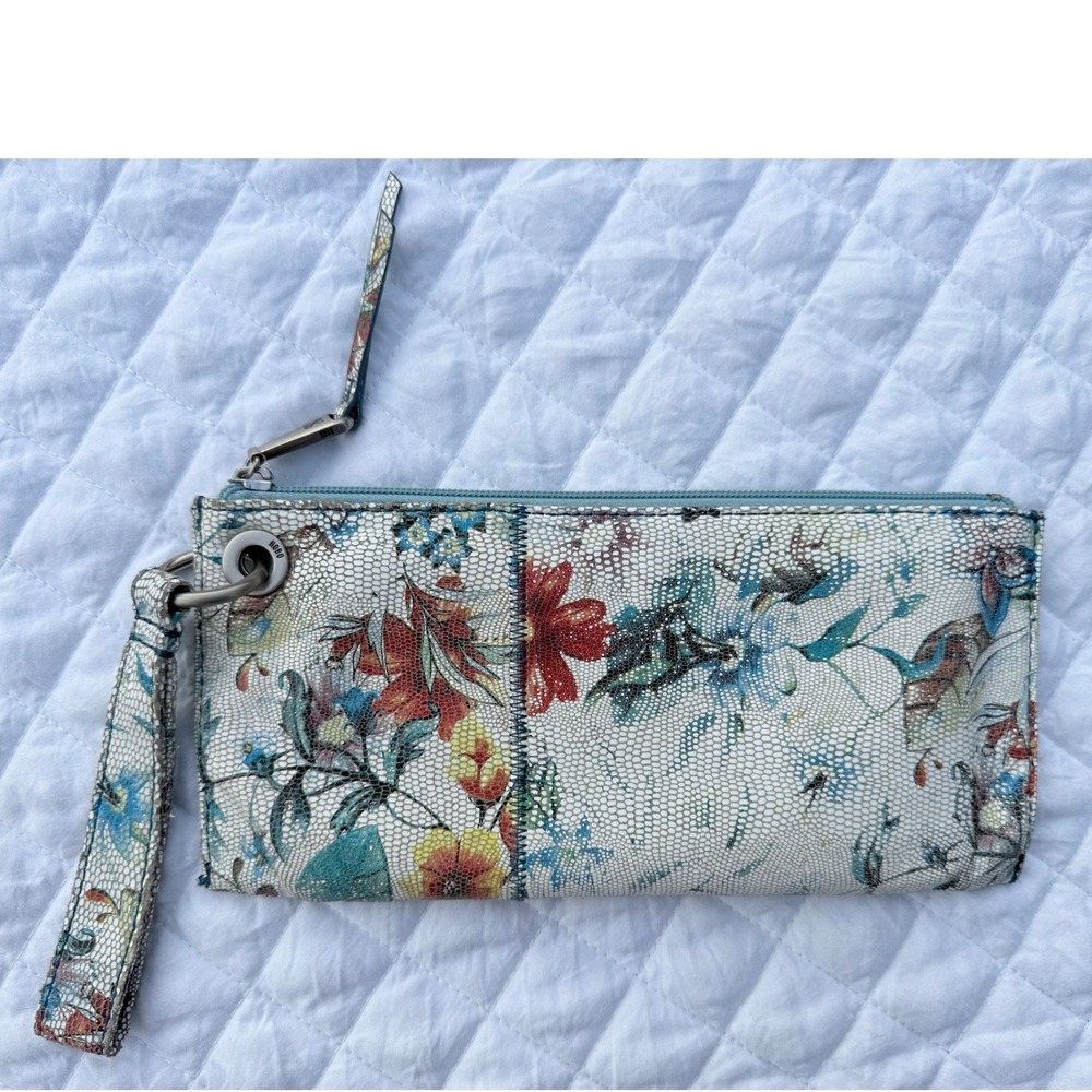Rare Hobo Floral Leather Wristlet Clutch Bag Boho Snakeskin Print 2024370001